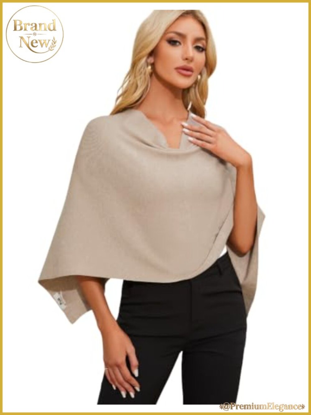 Cropped Poncho Sweater Slim Fit Pull Over Multi-Way Viscose Blend Knit Wrap